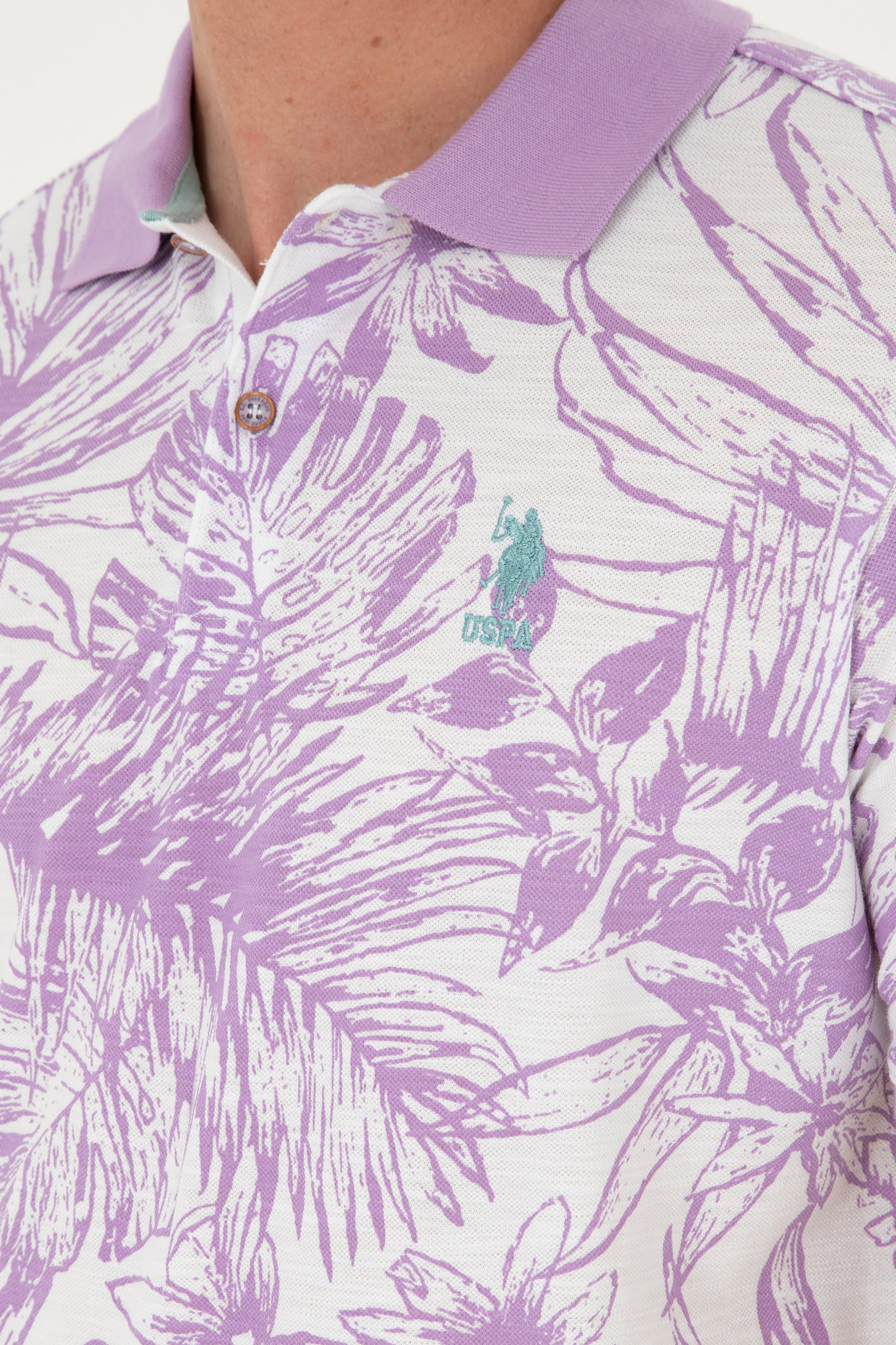 Men's Regular Fit Polo Neck Lilac T-Shirt
