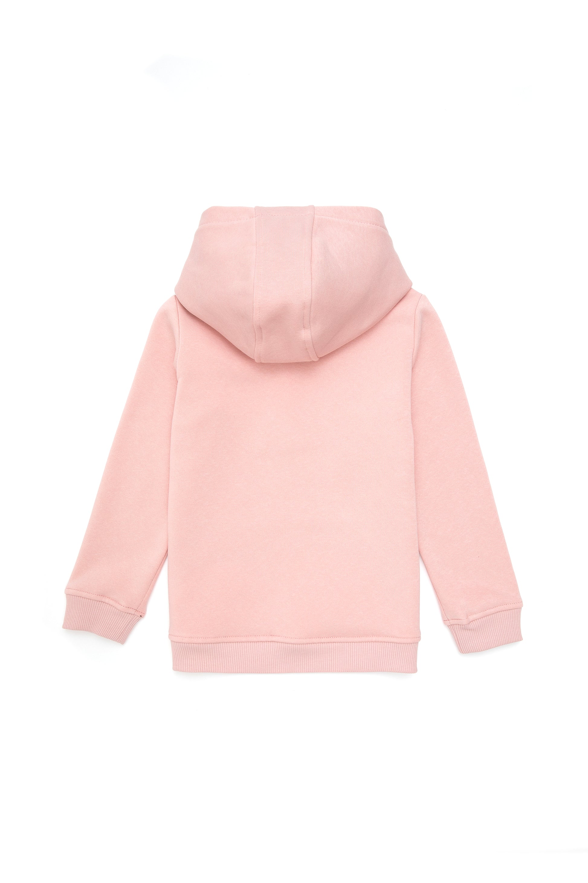Girls' Powder Pink Hooded Basic Sweatshirt