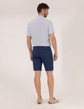 Indigo Slim Fit Linen Blend Bermuda Shorts