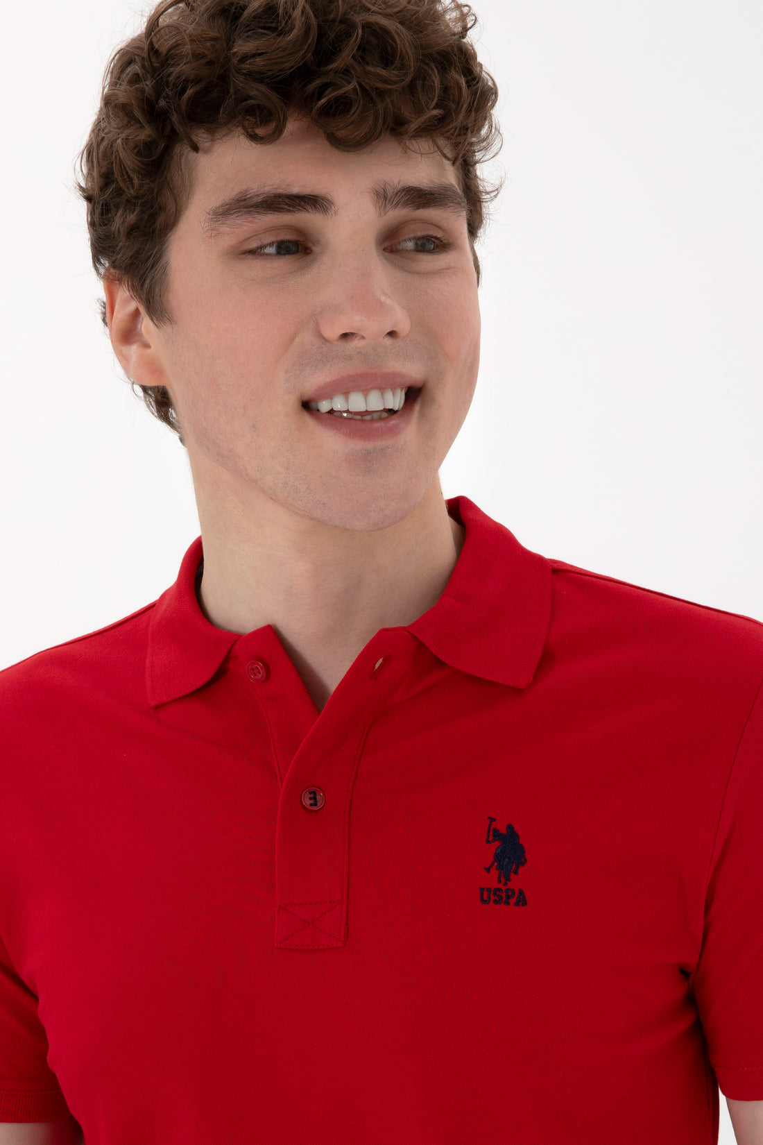 Men's Slim Fit Polo Neck Red Basic T-Shirt