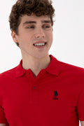 Men's Slim Fit Polo Neck Red Basic T-Shirt