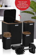 Stella Black Wood Pattern Striped 5-Piece Bathroom Set