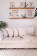 5pcs Handmade Natural Linen Authentic Organic Cotton Tassel Cushion Cover & Runner Set