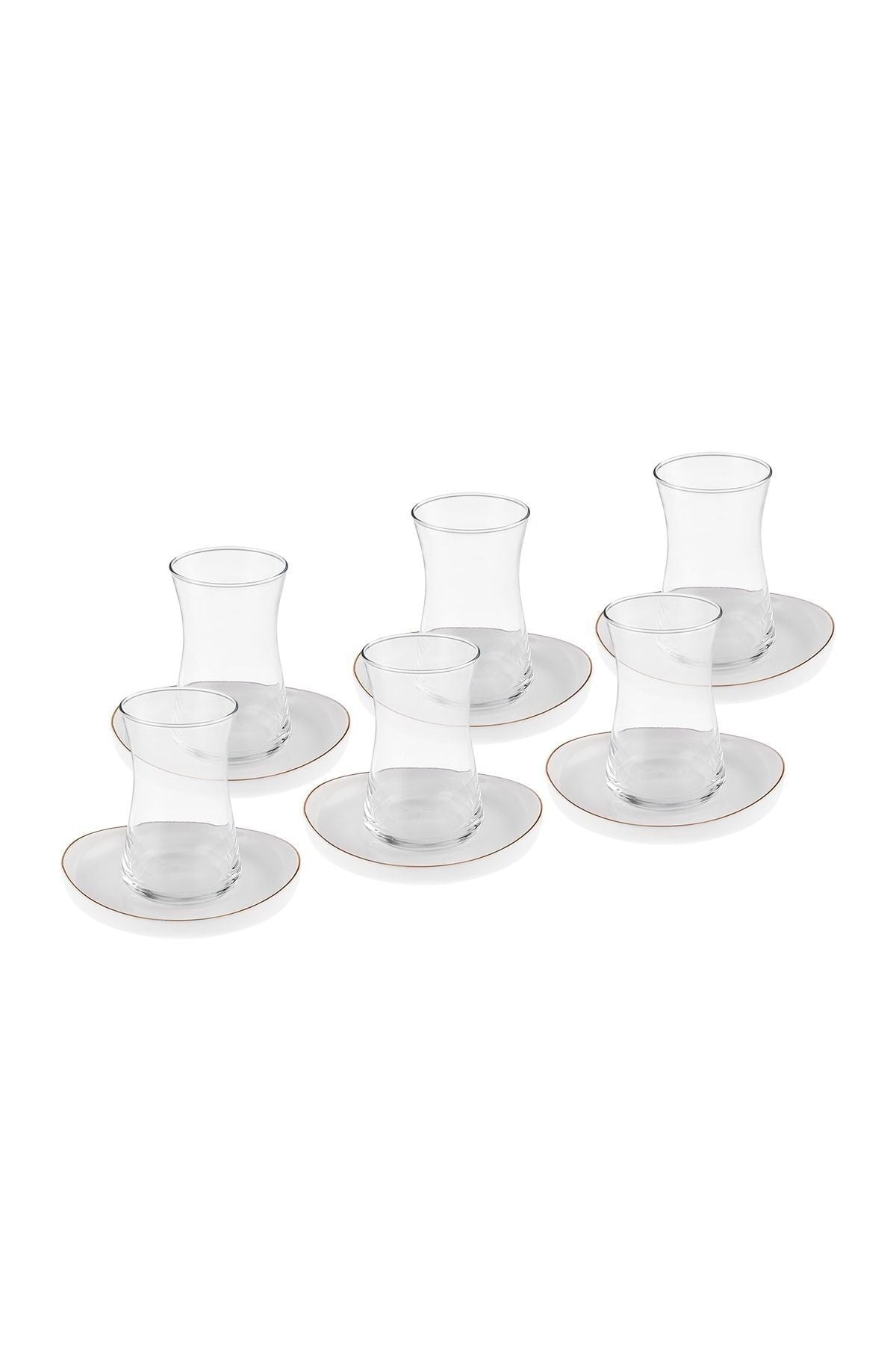 Streamline Hole 12 Pieces 6 Person Glass Tea Set 165 ml