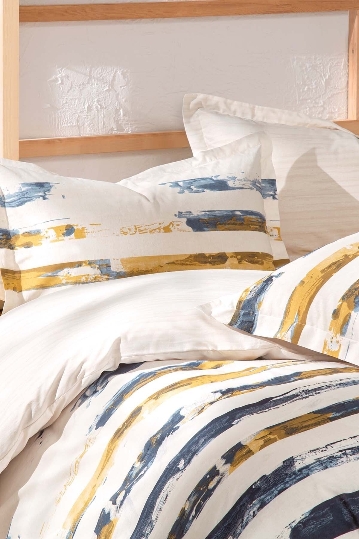 Stain Ranforce Double Bed Linen Set - Beige