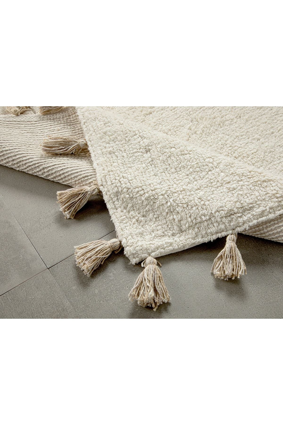 Fancy Cotton Bath Mat 60x90 Cm Cream