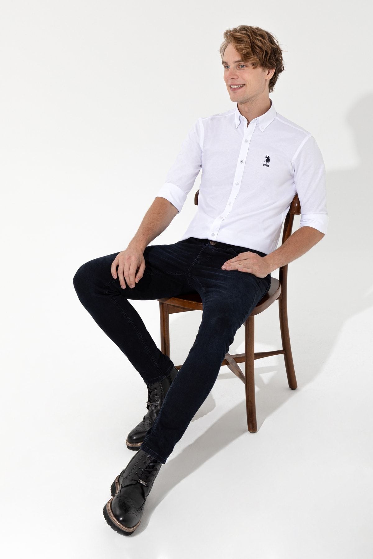 U.S. Polo Assn. Men's Woven Regular Fit White Shirt