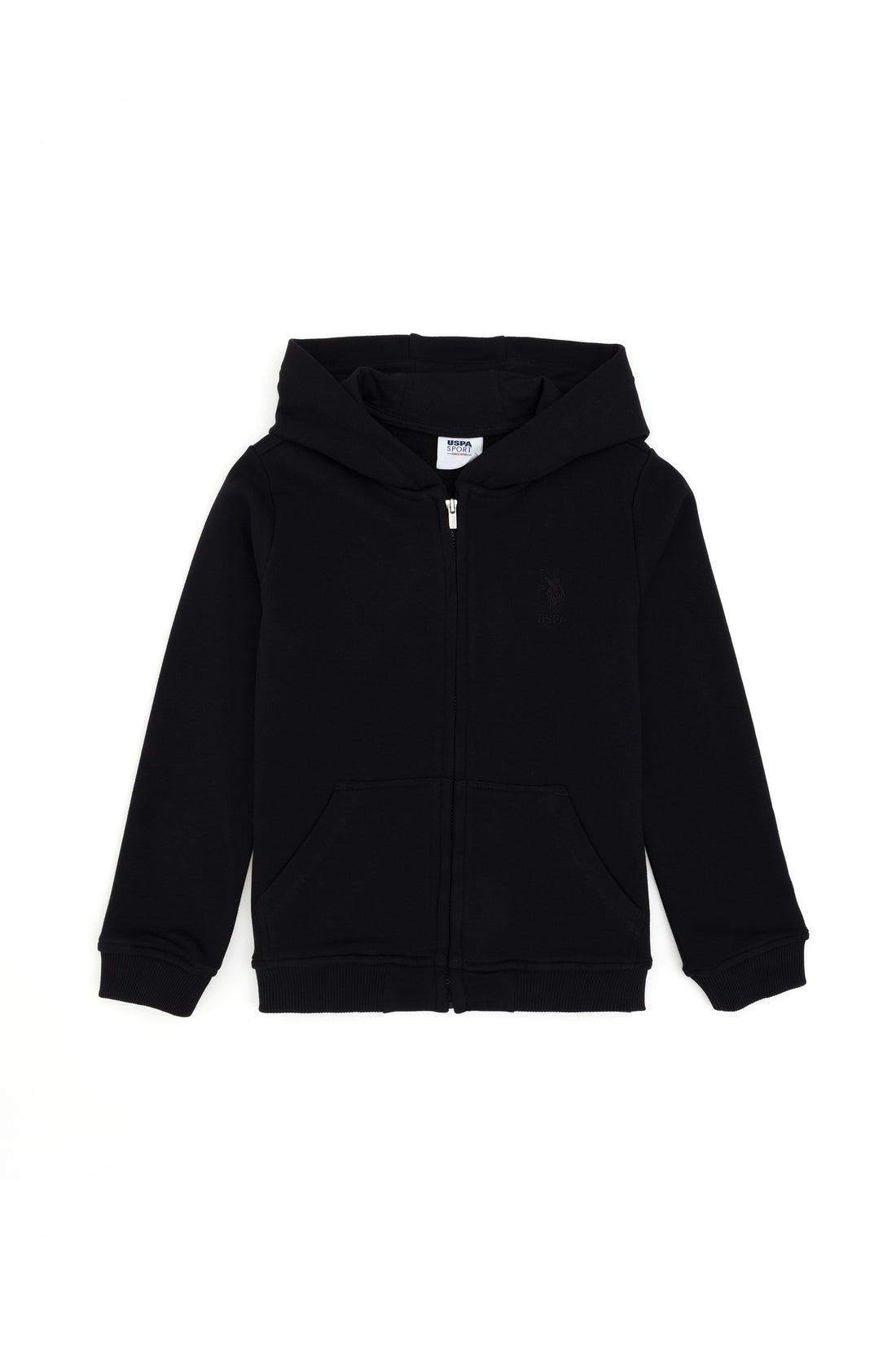 Boy's Black Basic Zipper Sweatshirt