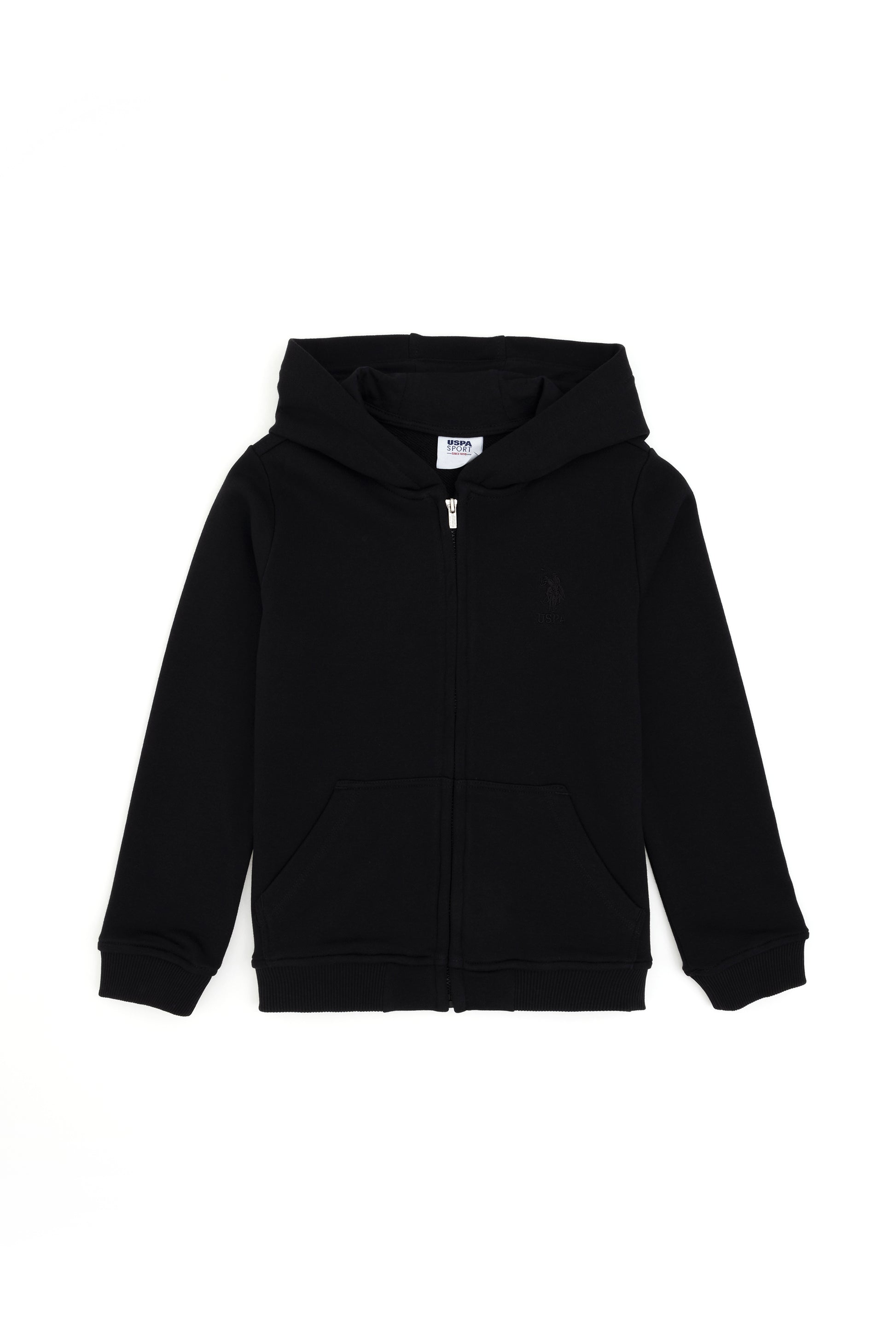 Boy's Black Basic Zipper Sweatshirt