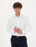 White Slim Fit Long Sleeve Shirt