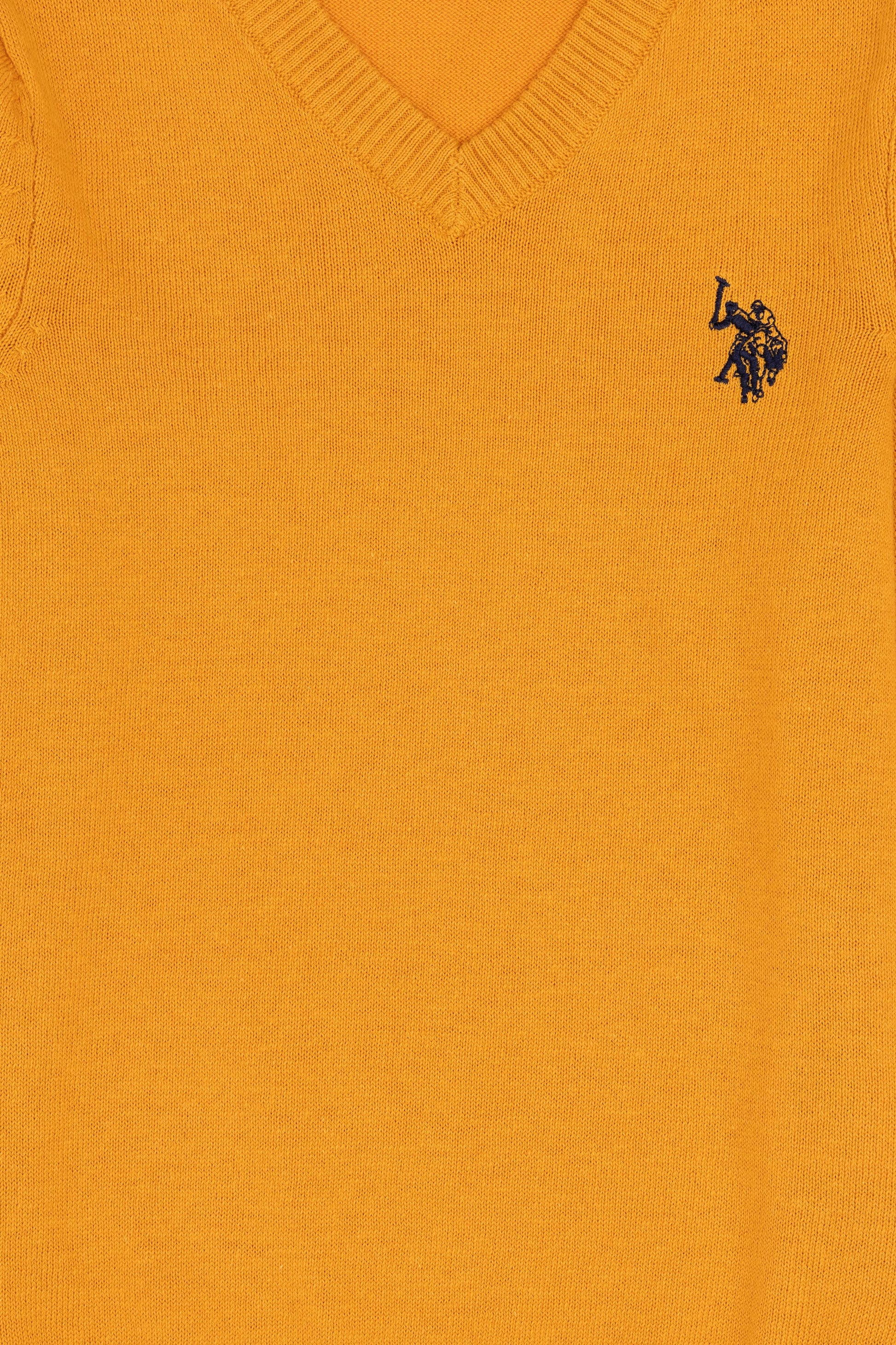 Boys' Mustard Basic V Neck Sweater
