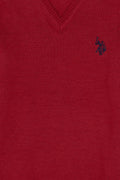 Girls' Cherry V Neck Basic Sweater