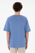 Men's Oversize Fit Crew Neck Dark Blue T-Shirt