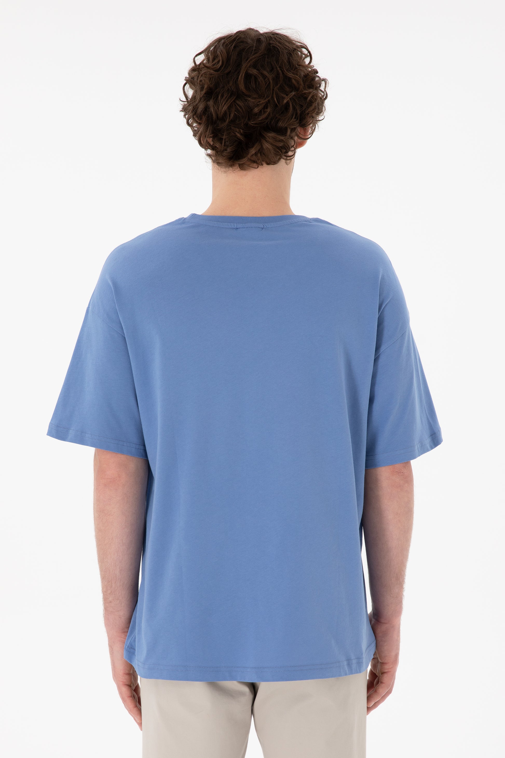 Men's Oversize Fit Crew Neck Dark Blue T-Shirt