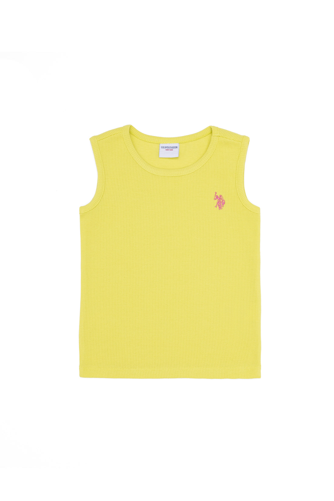 Kids Neon Yellow Crew Neck Sleeveless T-Shirt