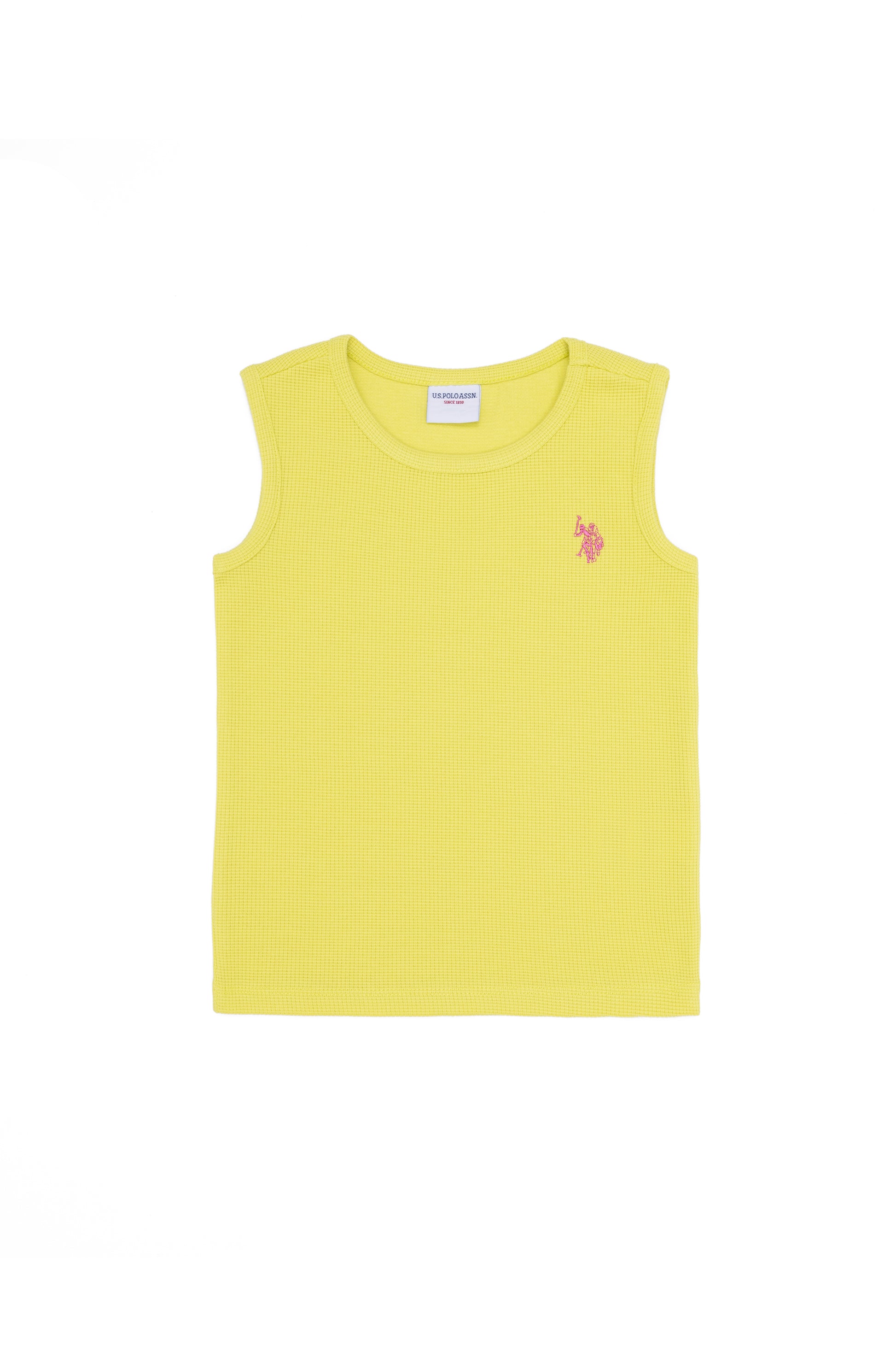 Kids Neon Yellow Crew Neck Sleeveless T-Shirt