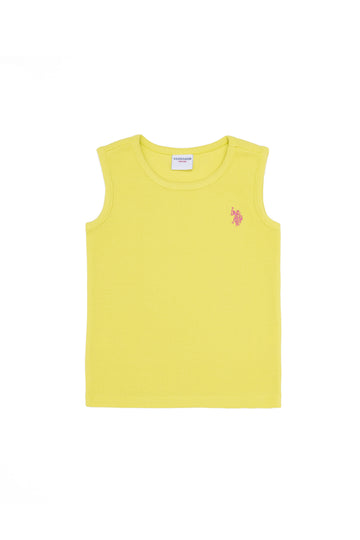 Kids Neon Yellow Crew Neck Sleeveless T-Shirt