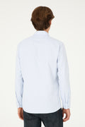 Men's Light Blue Long Sleeve Basic Shirt