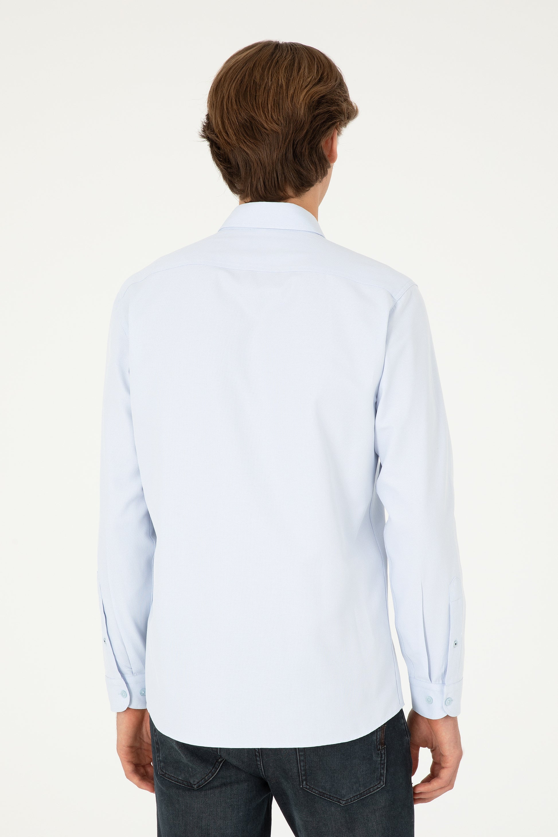 Men's Light Blue Long Sleeve Basic Shirt