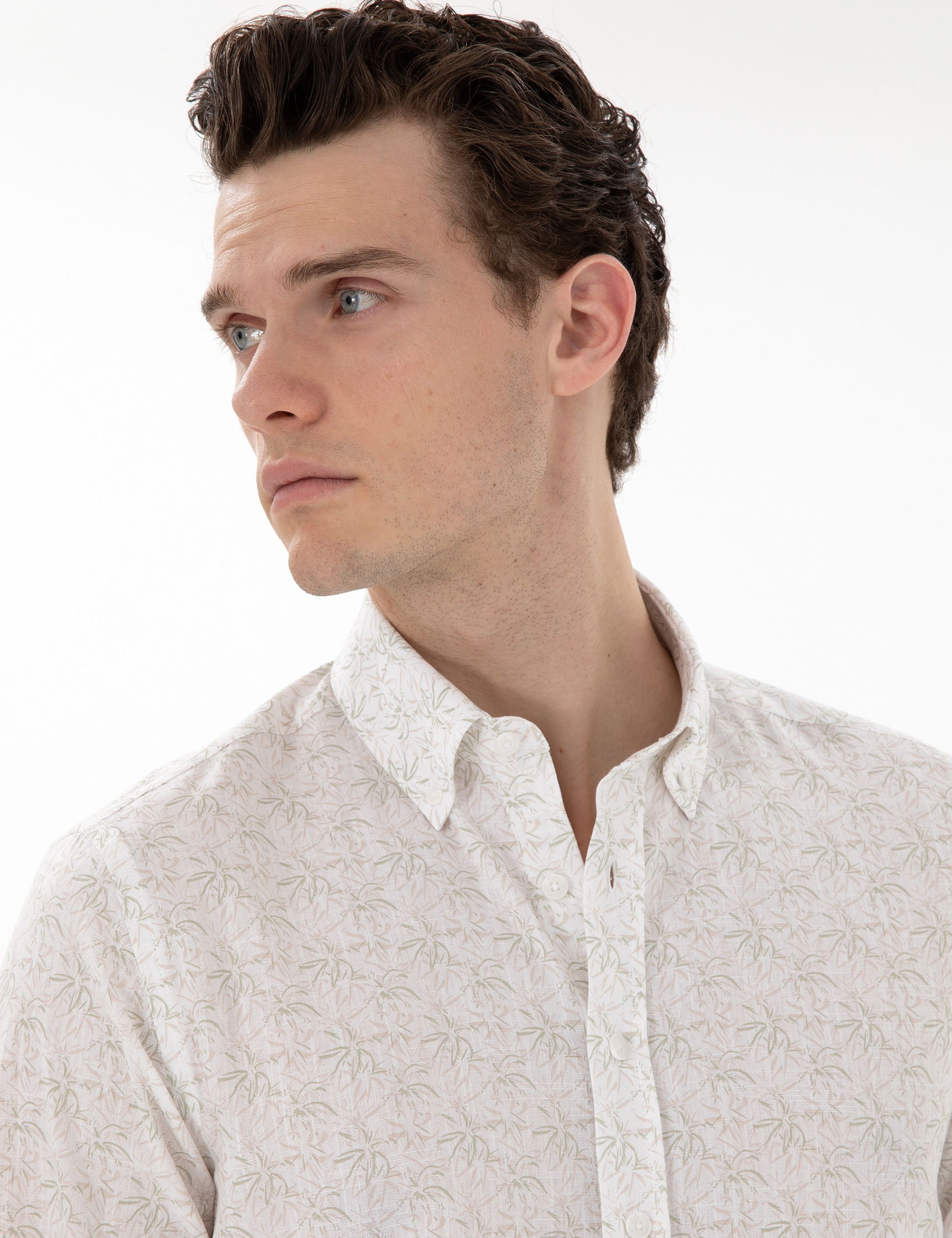 Khaki Slim Fit Long Sleeve Shirt