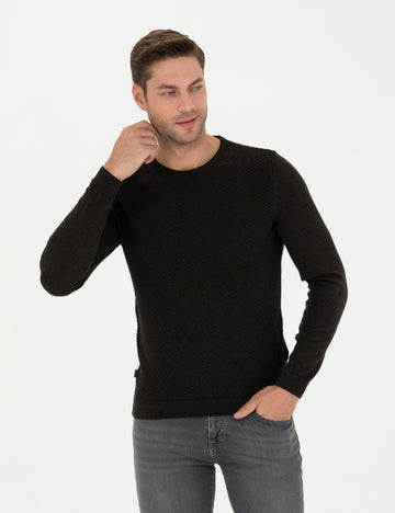 Brown Slim Fit Sweater