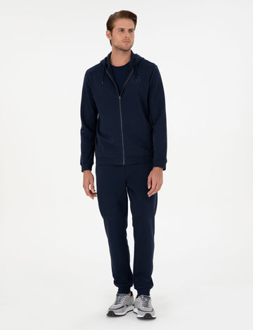 Navy Blue Slim Fit Leg Elastic Tracksuit