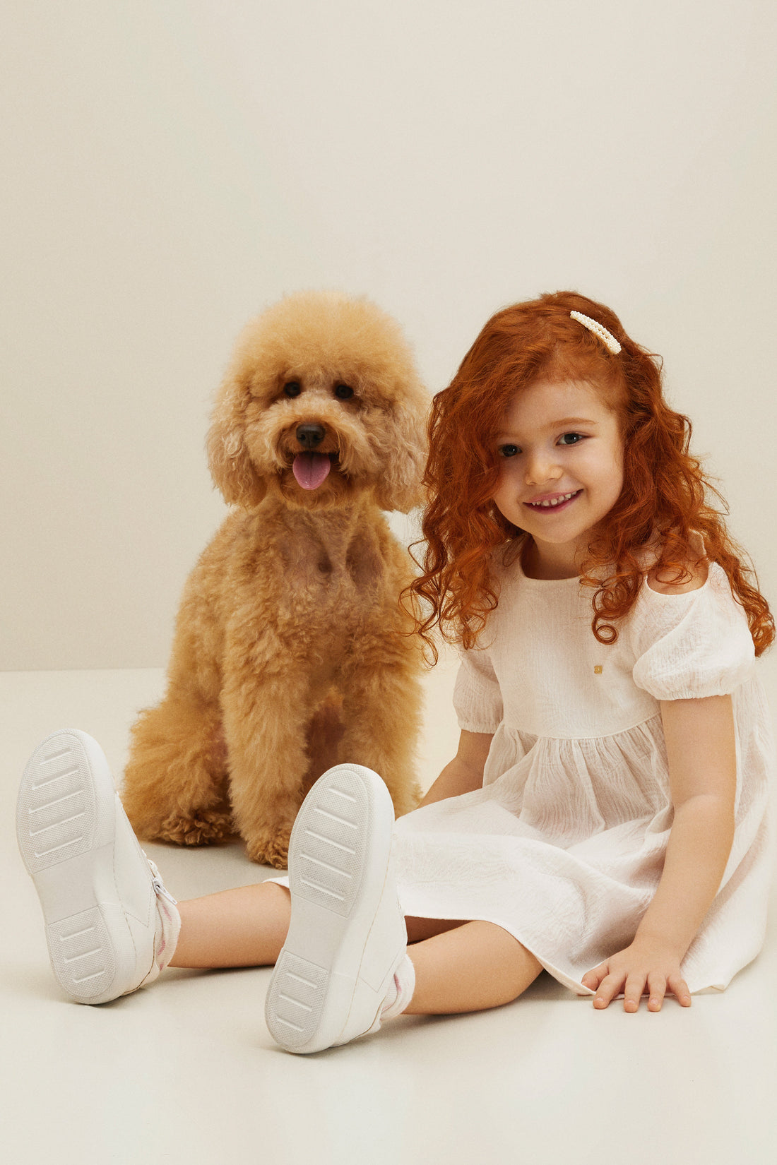 Girls' White Short Sleeve Knitted Dress