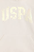 Girls' Cream Hooded Basic Sweatshirt