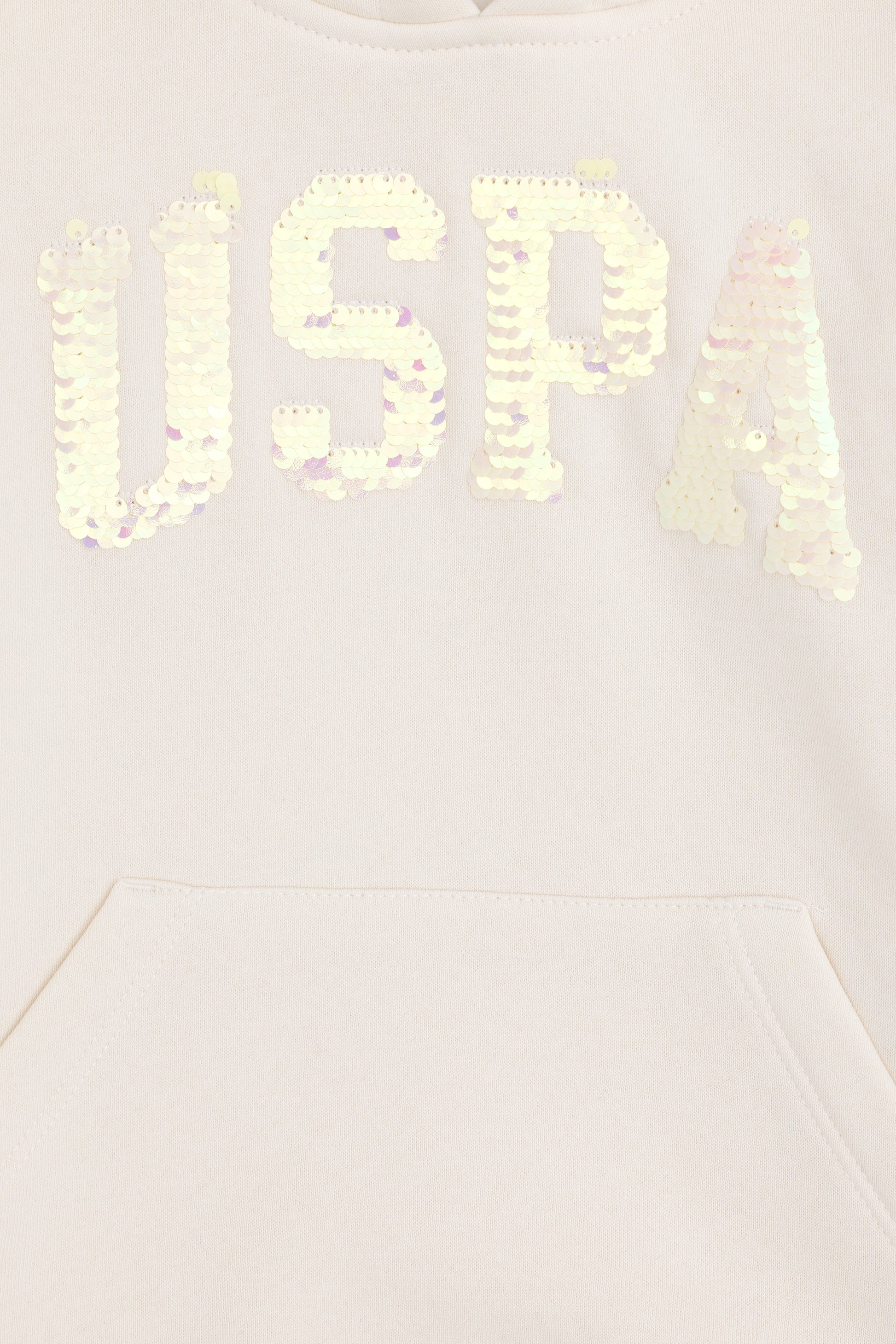 Girls' Cream Hooded Basic Sweatshirt