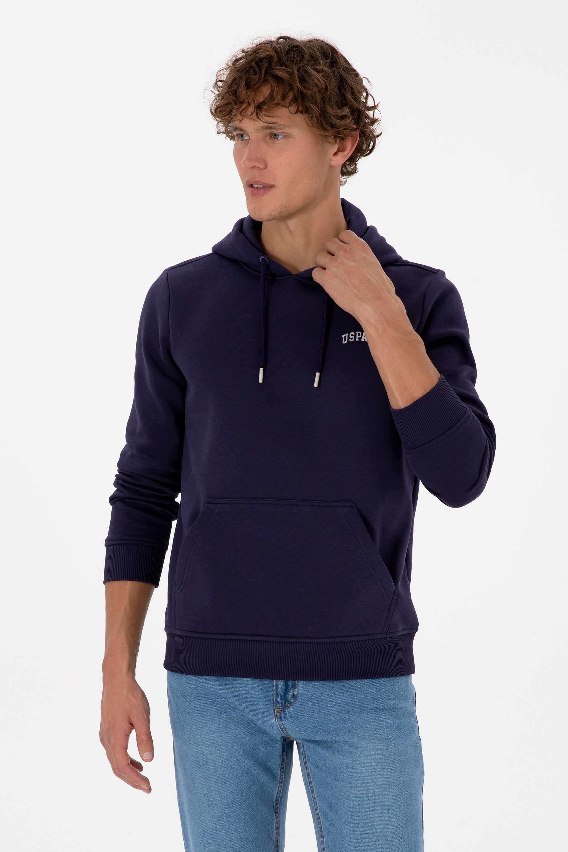 Erkek Regular Fit Kapüşonlu Mürdüm Basic Sweatshirt