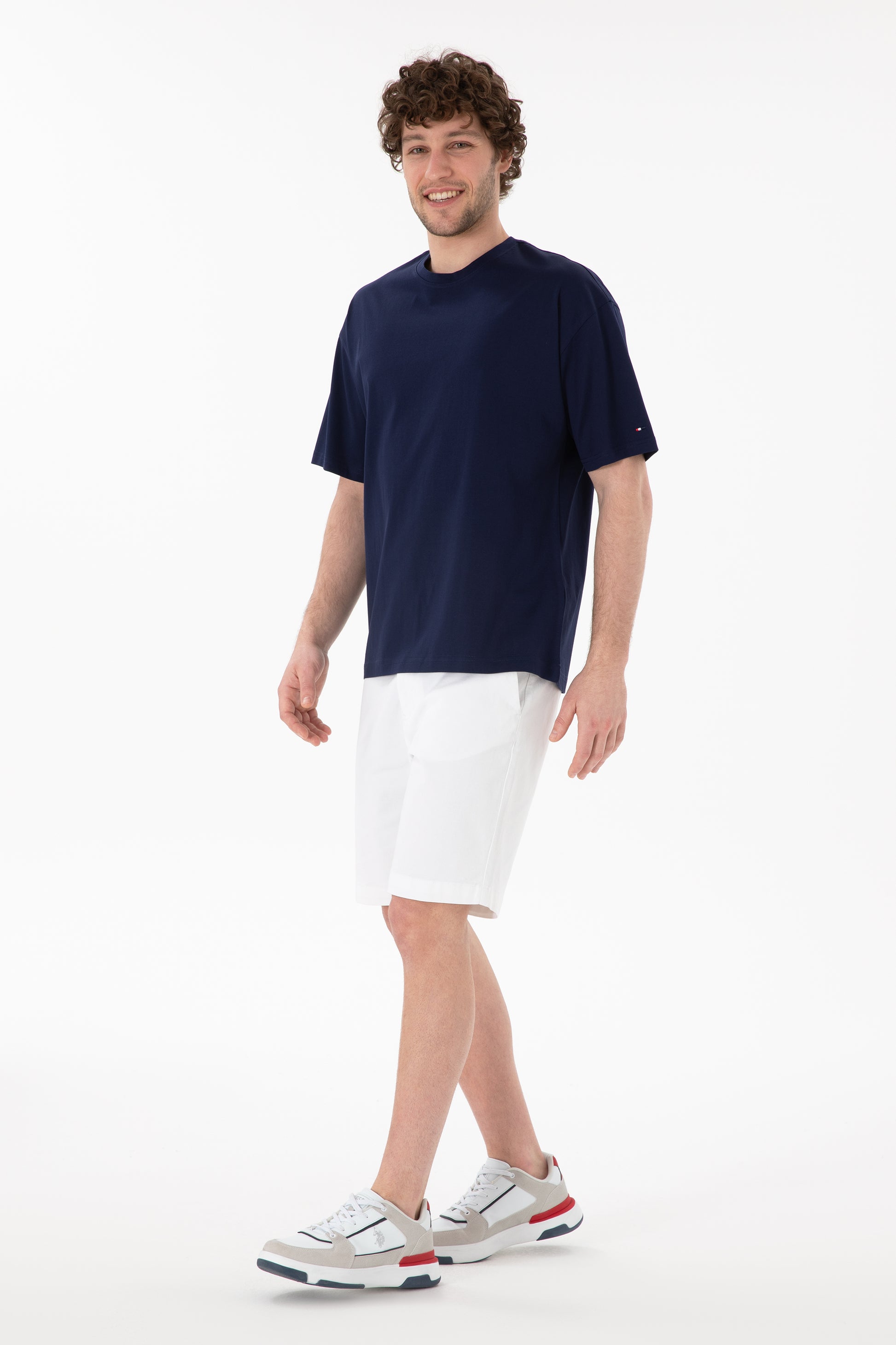 Men's Comfort Fit Crew Neck Navy Mercerized Basic T-Shirt