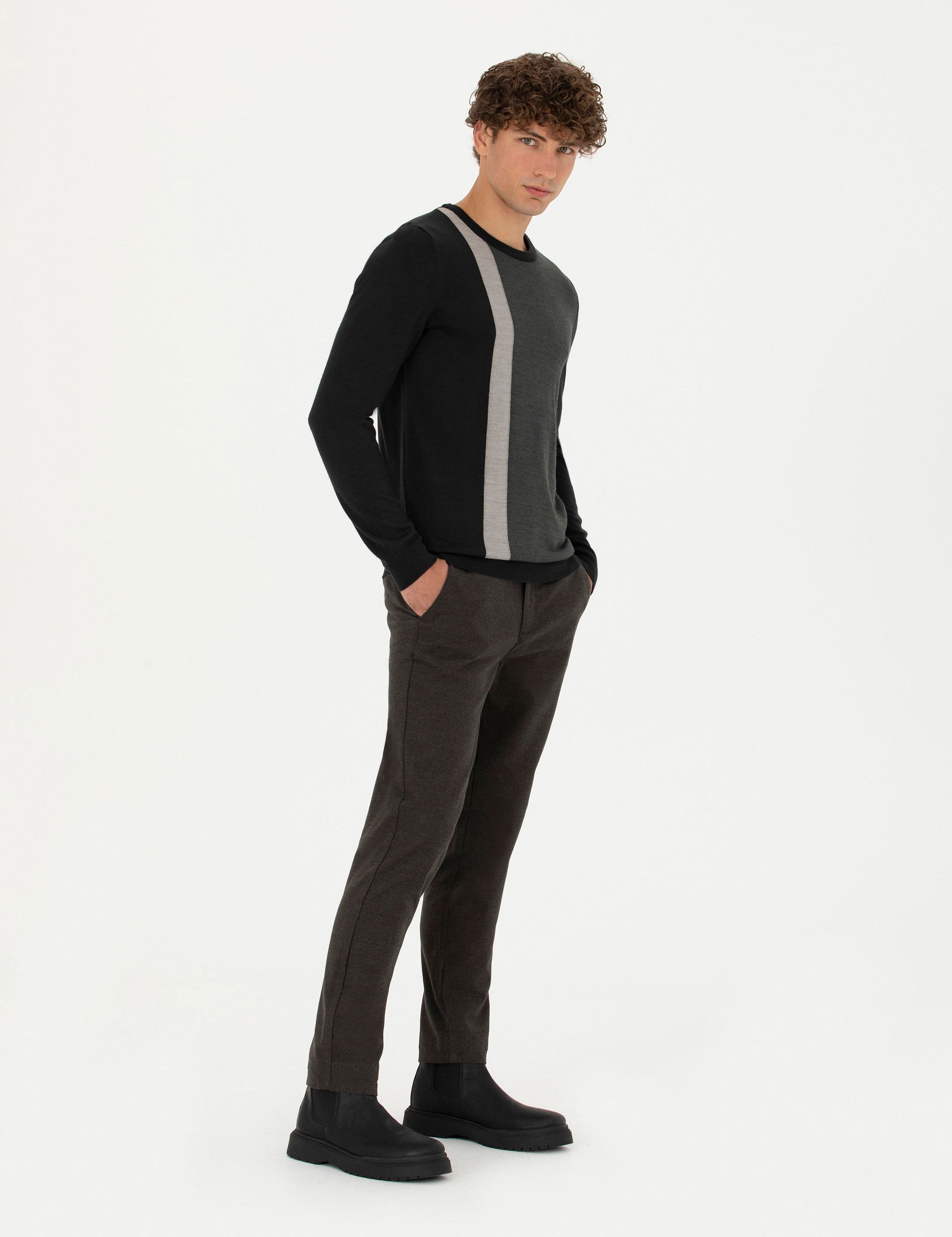 Brown Slim Fit Canvas Pants