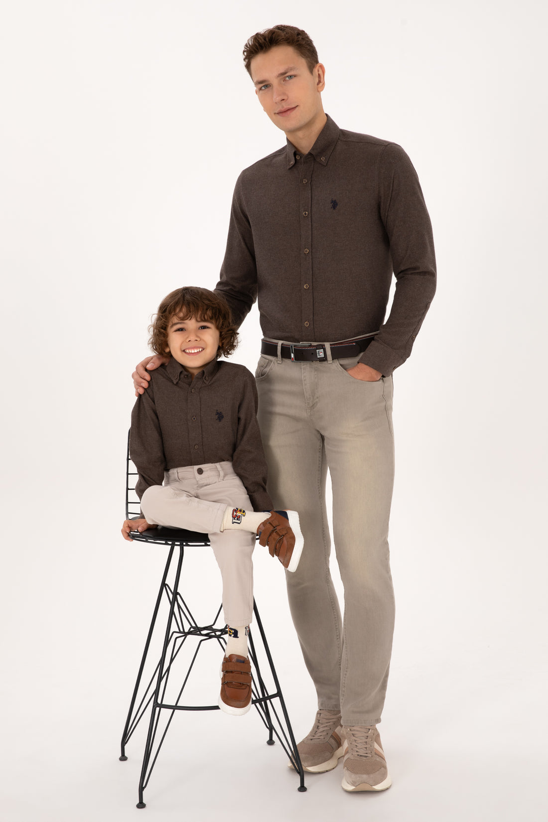 Men's Brown Long Sleeve Basic Shirt