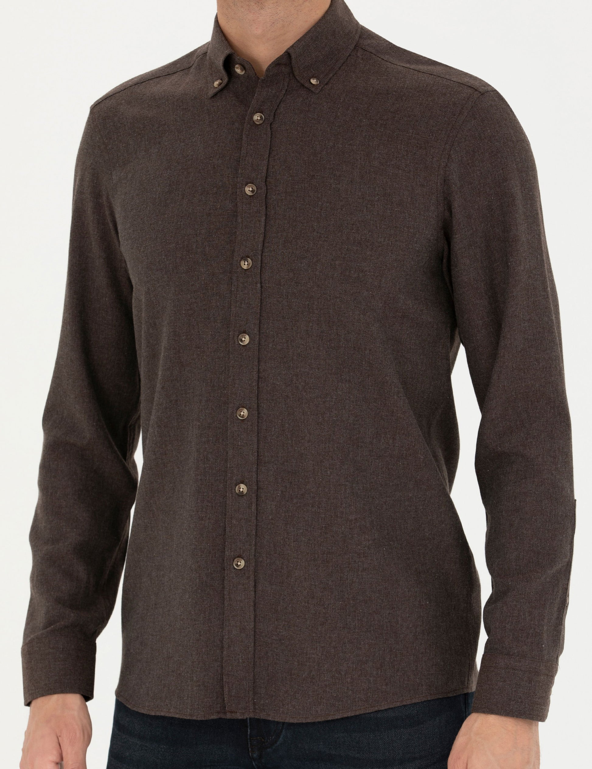 Brown Slim Fit Long Sleeve Shirt