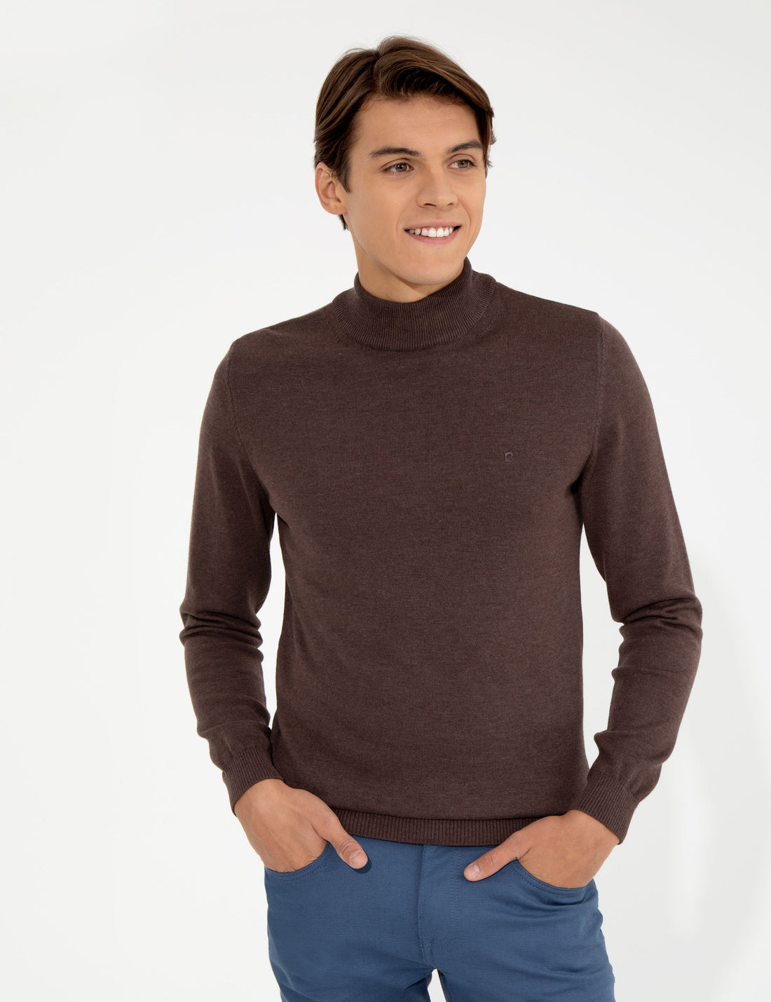 Light Brown Slim Fit Half Turtleneck Basic Sweater Sweater