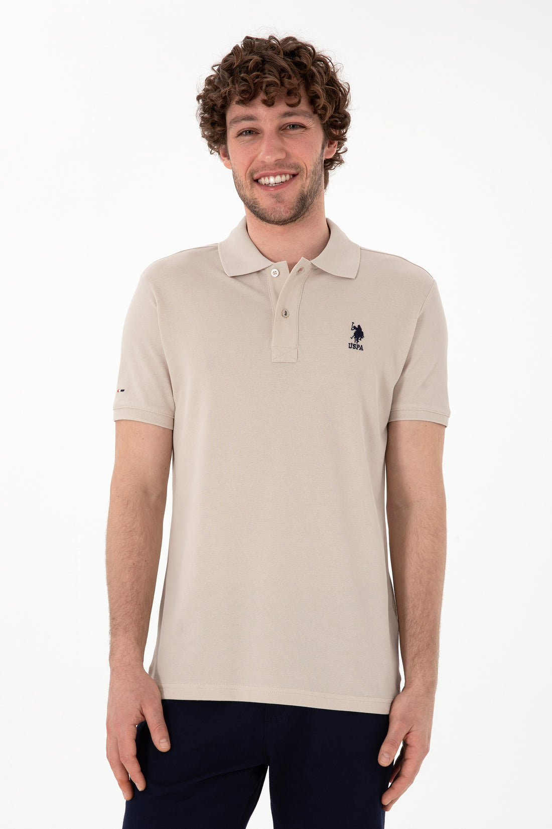 Men's Slim Fit Polo Neck Stone Basic T-Shirt