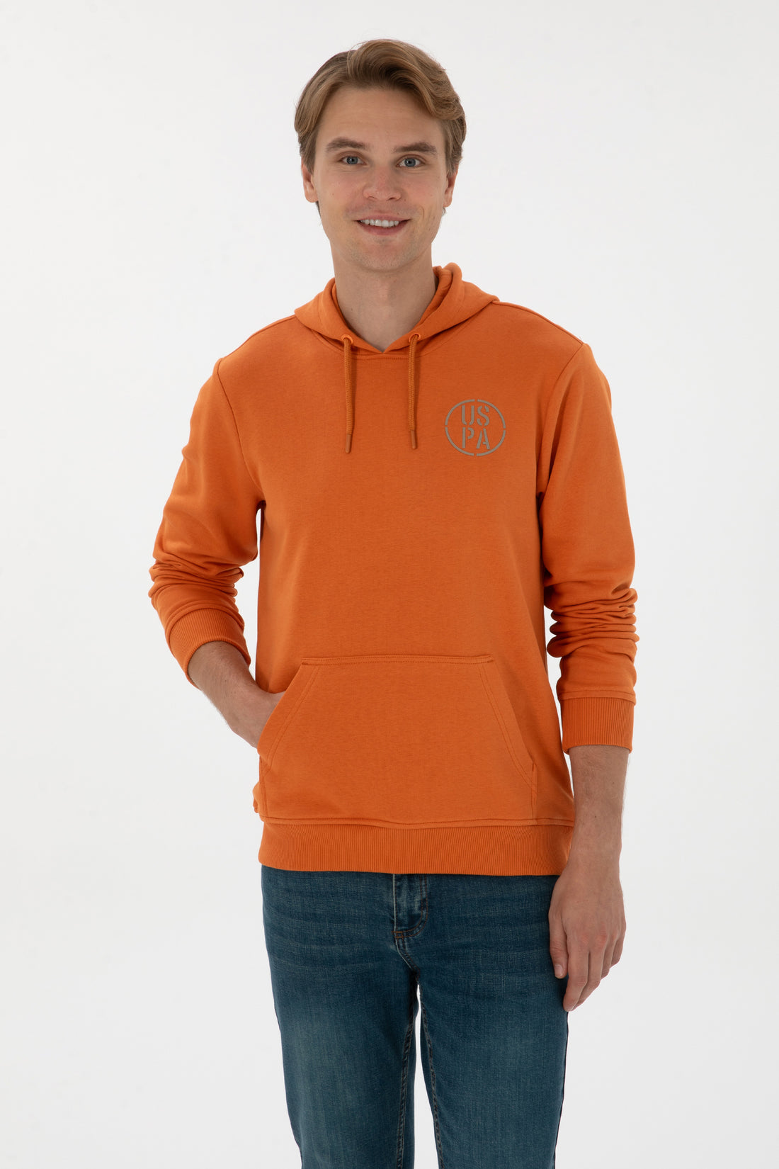 Erkek Regular Fit Kapişonlu Bakır Sweatshirt