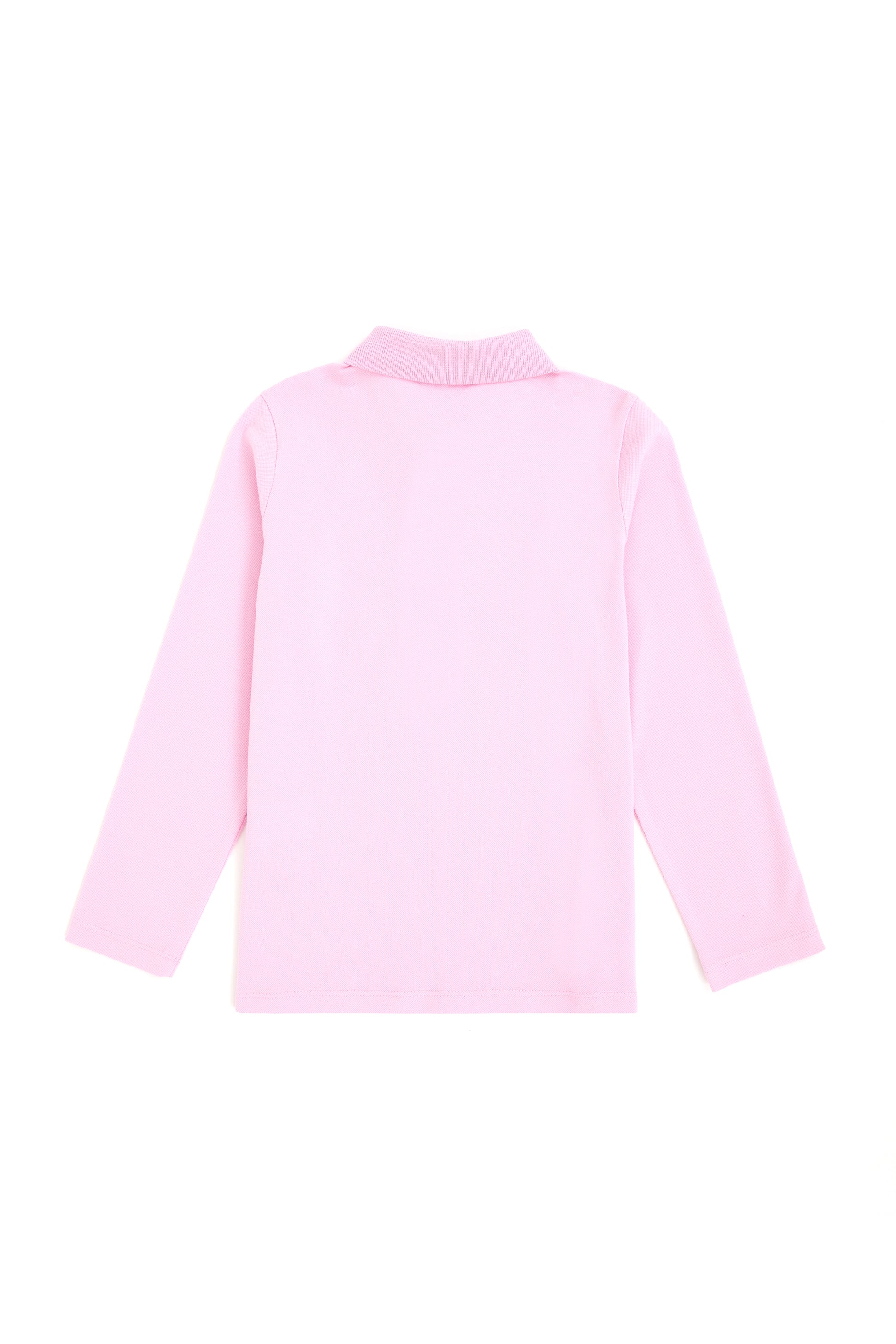 Girls' Pink Polo Neck Basic Sweatshirt