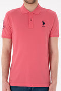 Men's Slim Fit Polo Neck Pink Basic T-Shirt