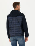 Navy Blue Hooded Quilted Sports Coat