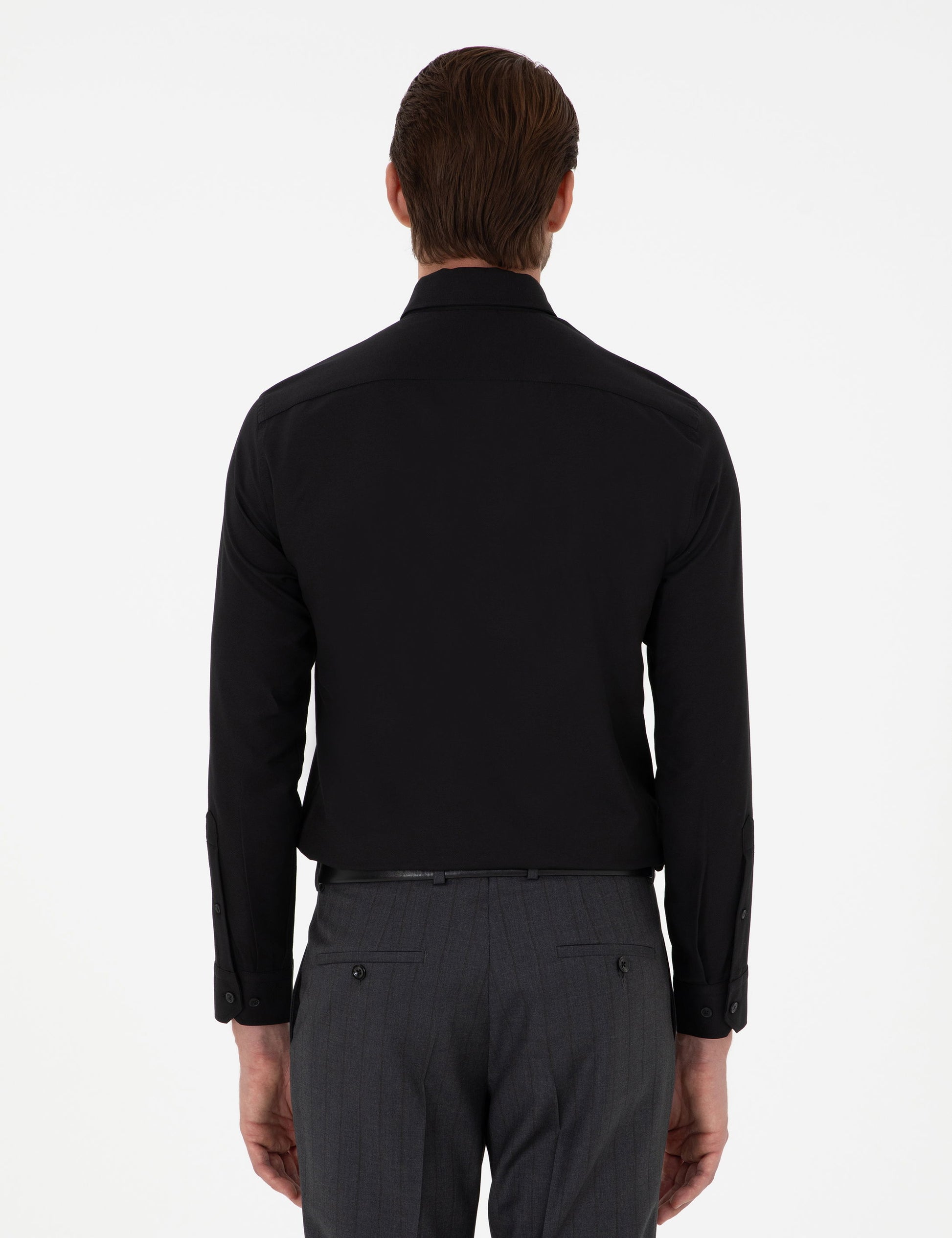 Black Slim Fit Long Sleeve Shirt