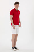 Men's Slim Fit Polo Neck Red Basic T-Shirt