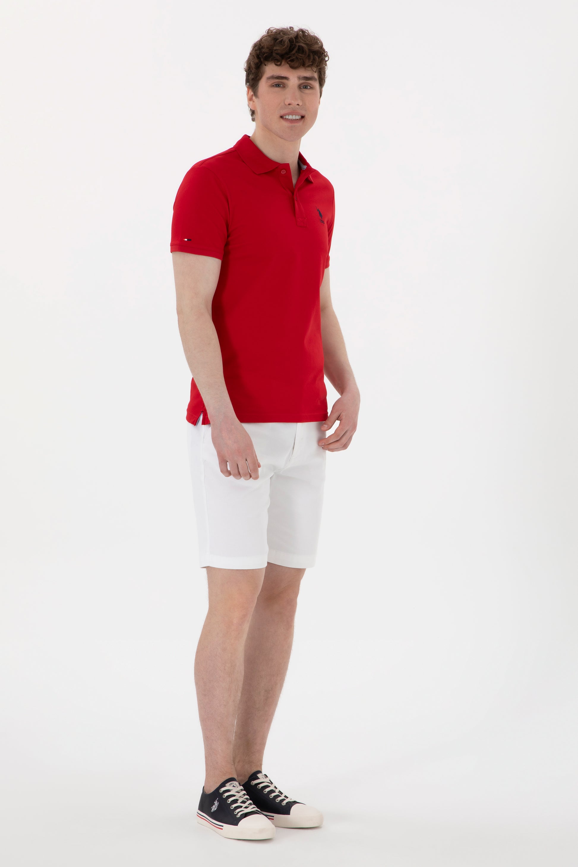 Men's Slim Fit Polo Neck Red Basic T-Shirt
