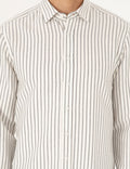 Navy Blue Slim Fit Striped Long Sleeve Shirt