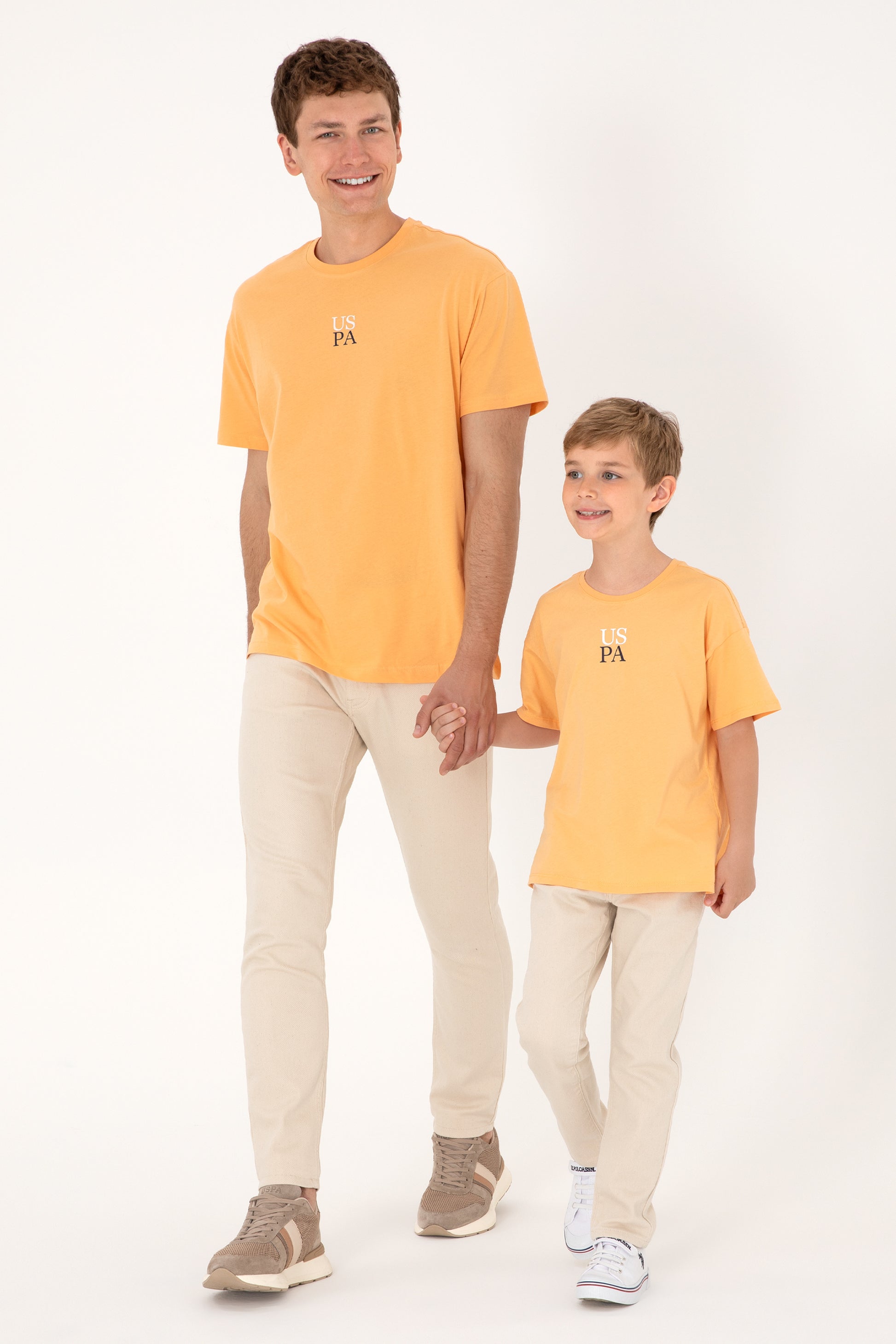 Men's Comfort Fit Crew Neck Orange T-Shirt