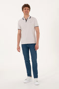 Men's Slim Fit Crazy Collar Light Grey T-Shirt
