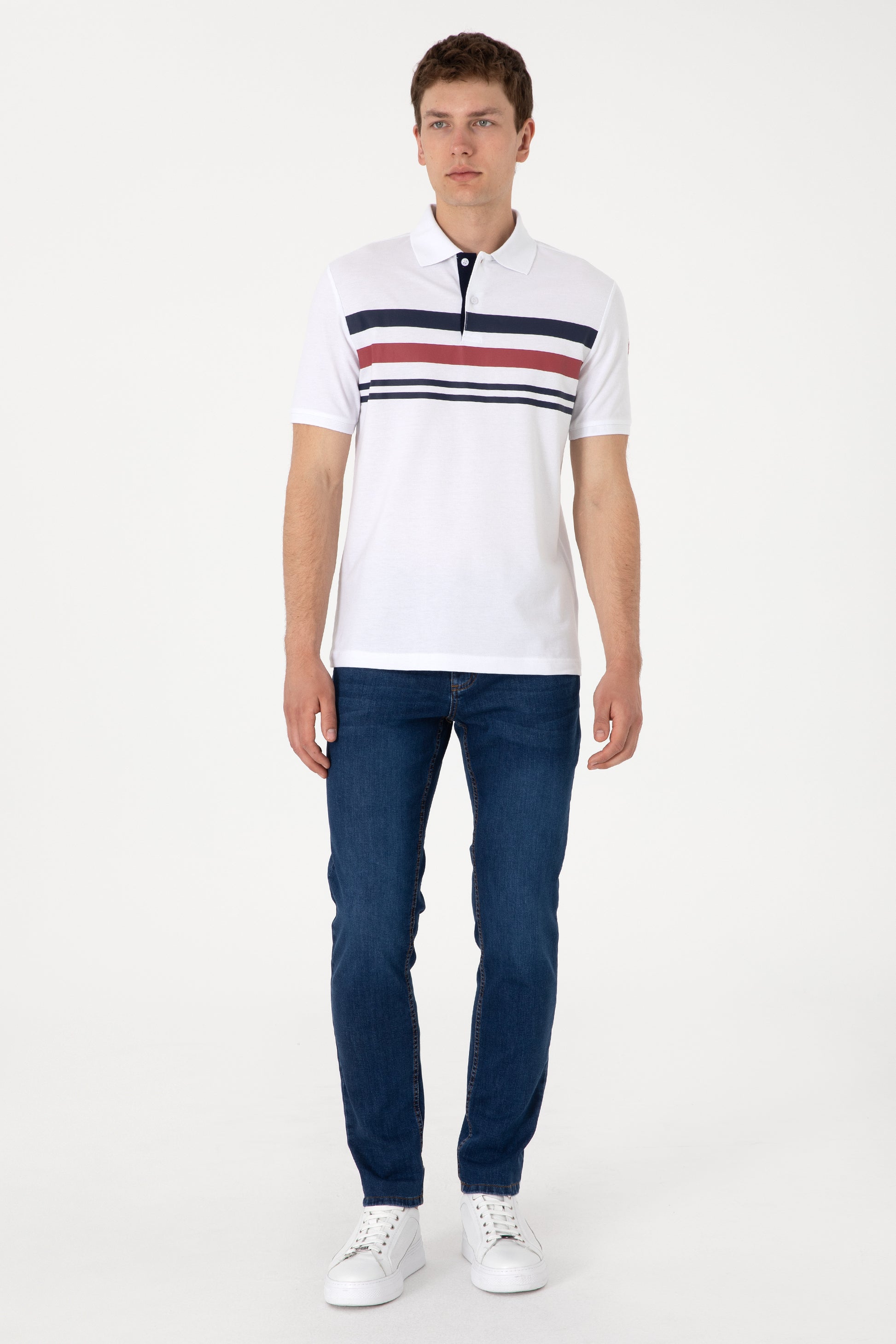 Men's Regular Fit Polo Neck White T-Shirt