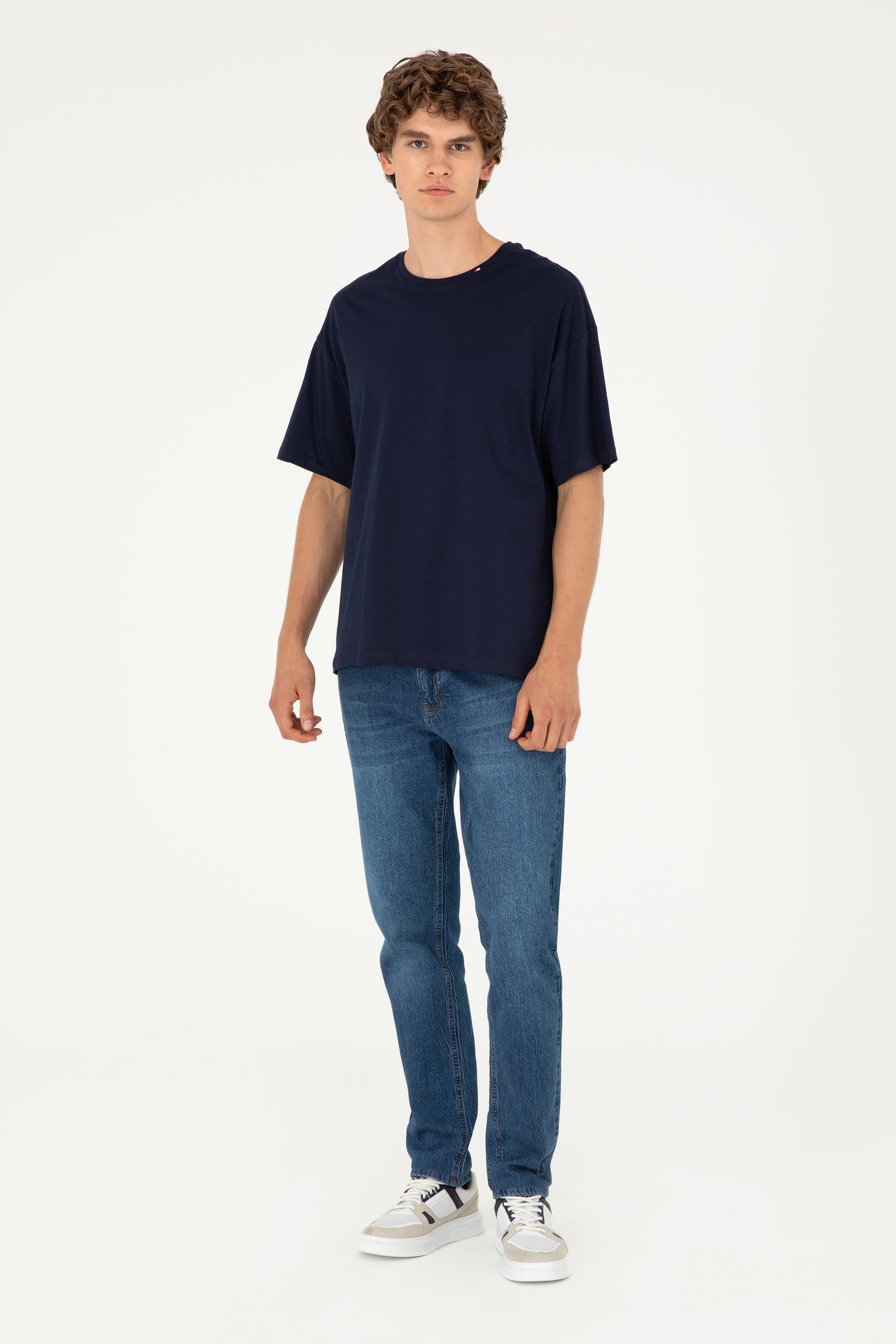 Men's Oversize Fit Crew Neck Navy T-Shirt