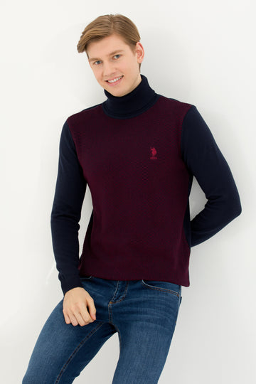 Men's Burgundy Turtleneck Sweater