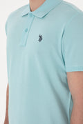 Men's Slim Fit Polo Neck Light Blue Basic T-Shirt